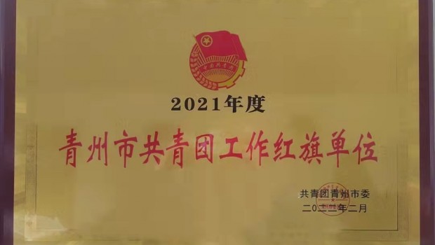 集團(tuán)團(tuán)委被授予2021年度”青州市共青團(tuán)工作紅旗單位“榮譽(yù)稱號(hào)